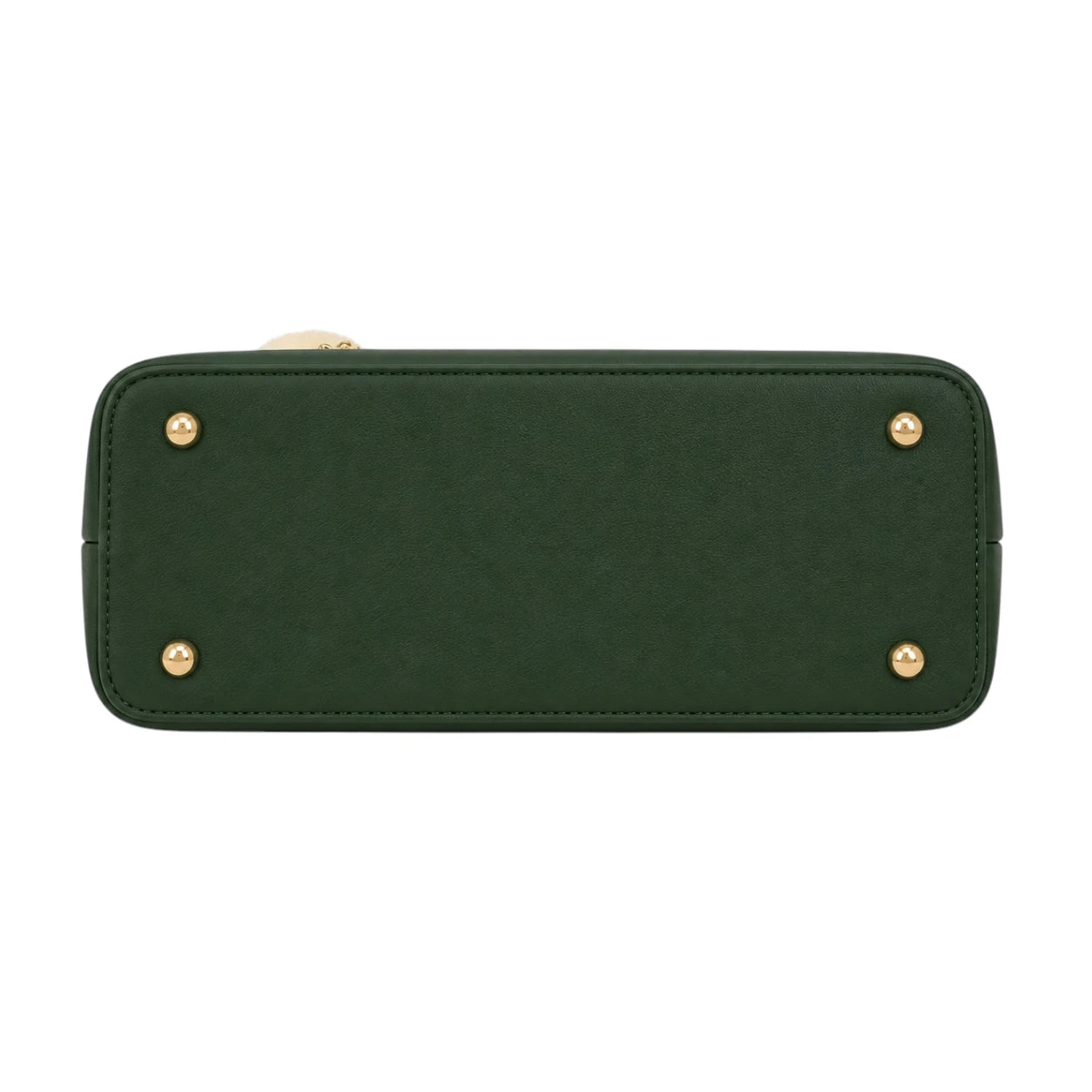 Tocer Green Leather Handbag With Metal Handle Frame