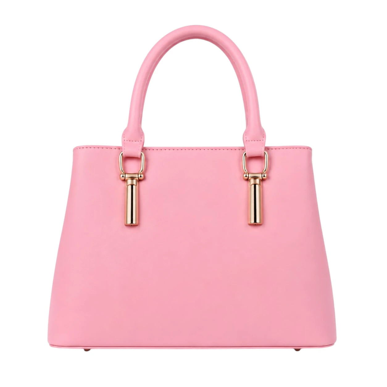 Tocer Pink Leather Tote Bag Featuring Decorative Leaf Charm