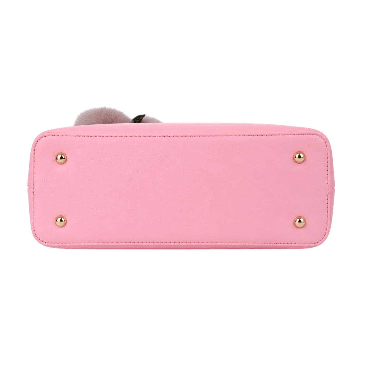 Tocer Pink Leather Tote Bag Featuring Decorative Leaf Charm
