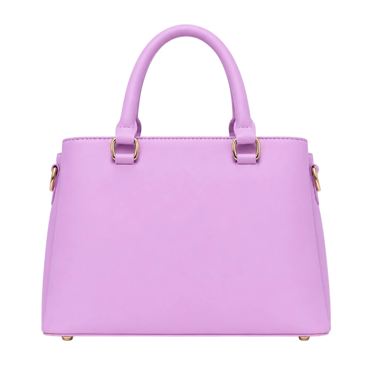 Tocer Purple Leather Tote Bag With Leaf Charm Accent